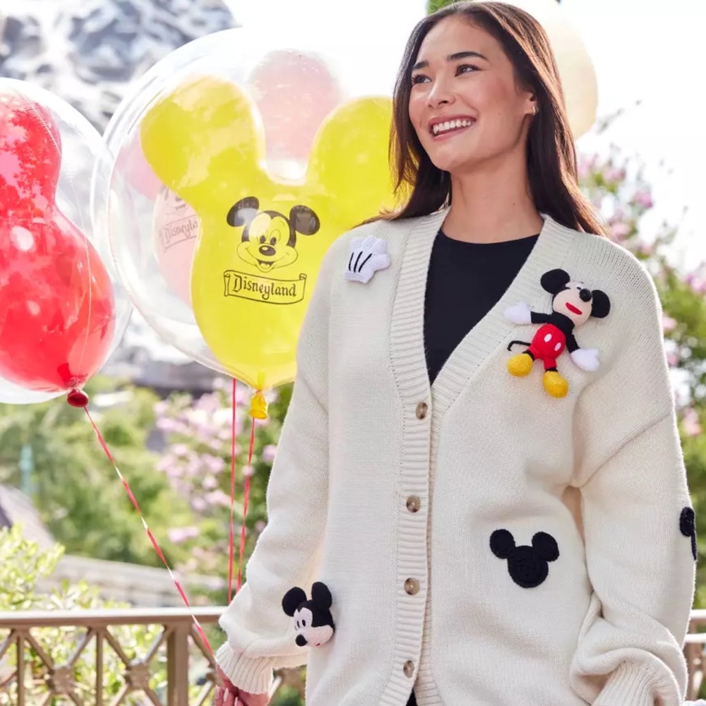 Mickey Mouse Cardigan Sweater with Plush Appliqué for Women